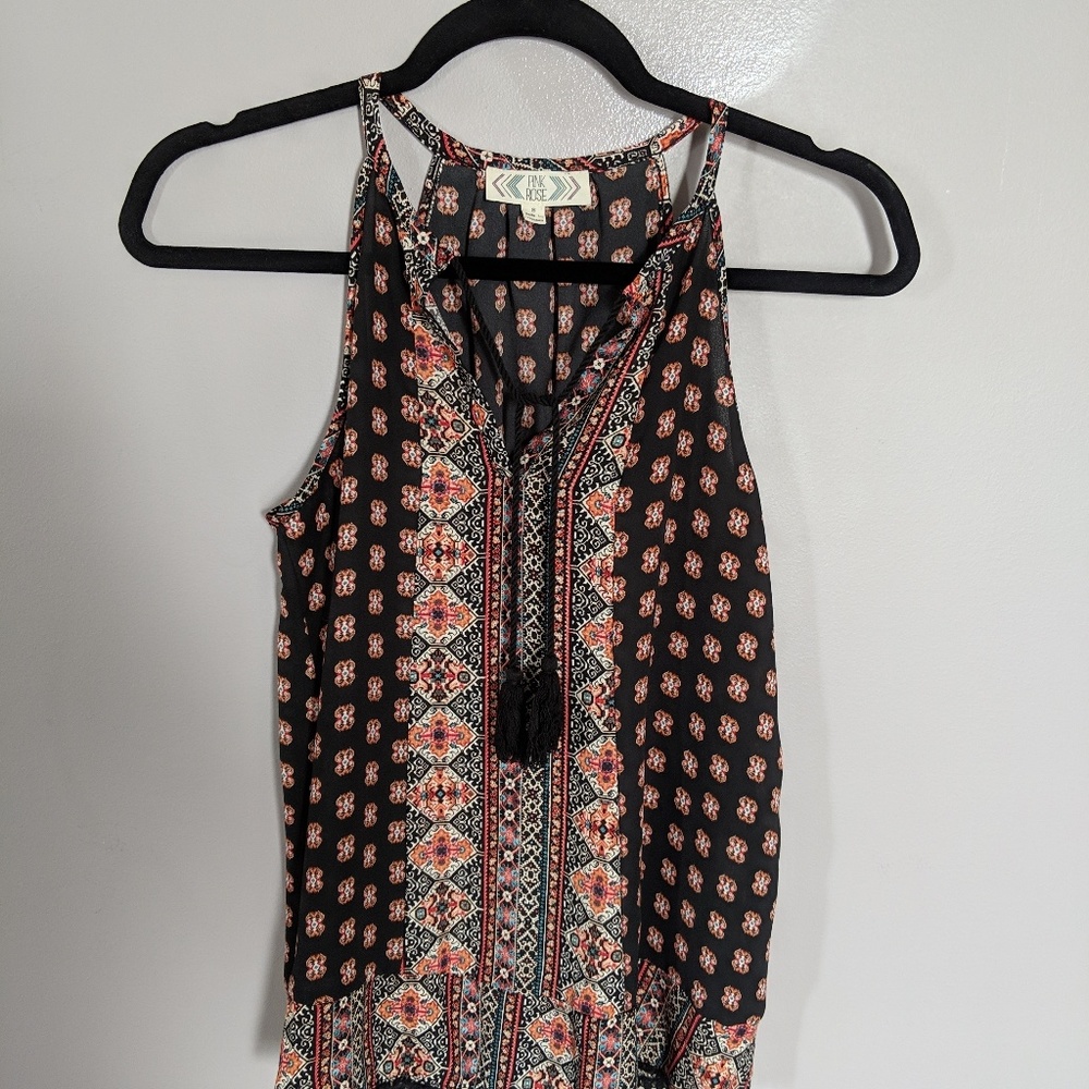 Pink Rose Sleeveless Black Size S
